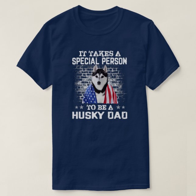 Camiseta Husky Dad con orgullo de perro de bandera estadoun (Diseño del anverso)