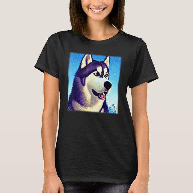 Camiseta Husky design dog imprint artwork face with Siberia (Anverso)