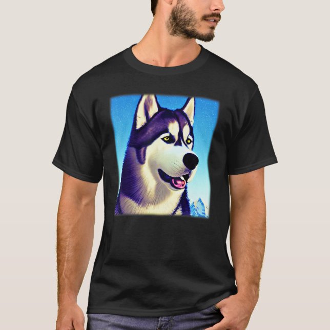 Camiseta Husky design dog imprint artwork face with Siberia (Anverso)