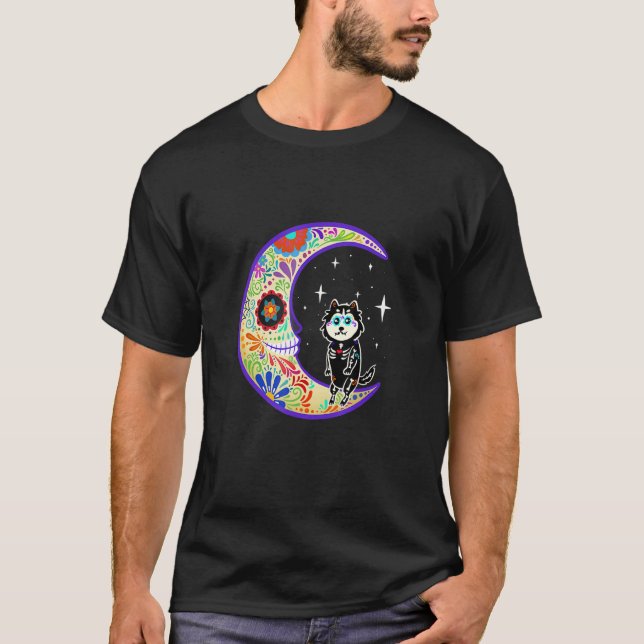 Camiseta Husky Dia De Los Muertos Skeleton Sugar Skull (Anverso)