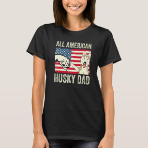 Camiseta Husky Divertido 4 De Julio Husky Papá Estadouniden
