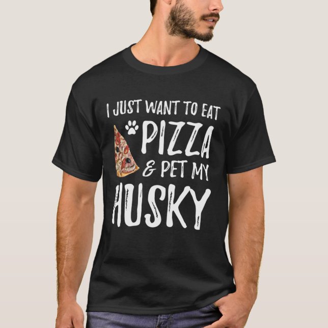 Camiseta Husky Dog  Pizza  Dog Mom (Anverso)