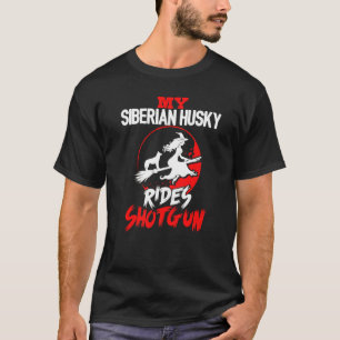 Camiseta Husky Dog Rides Shotgun Halloween