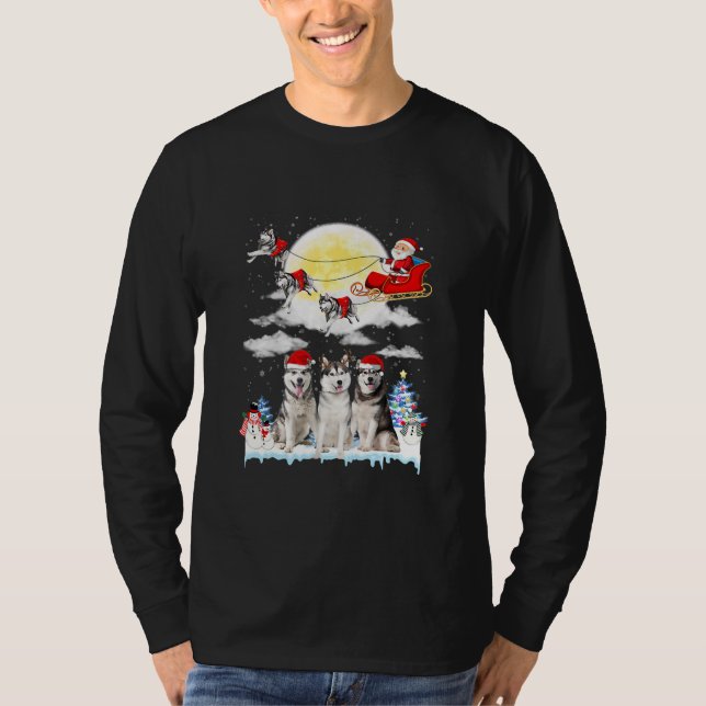 Camiseta Husky Dog Santa Sleigh Christmas Lover  (Anverso)