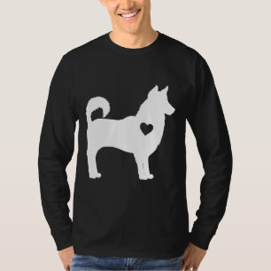 Camiseta Husky Dog Silhouette Love Heart