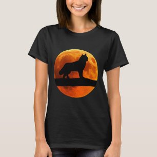 Camiseta Husky Dog Silhouette Moon Siberian Husky
