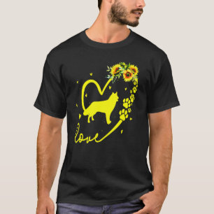 Camiseta Husky Dog Sunflower Heart