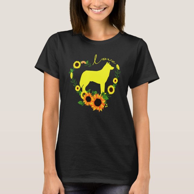 Camiseta Husky Dog Sunflower Heart (Anverso)