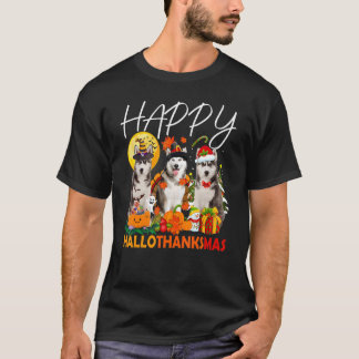 Camiseta Husky Dogs Halloween Navidades del Día de Acción d