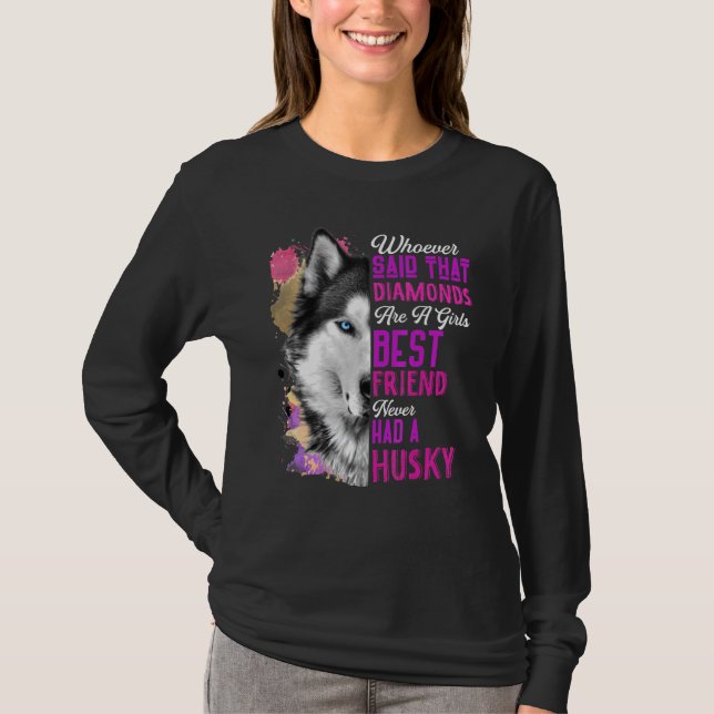 Camiseta Husky Es El Mejor Amigo De La Madre Perro, Mamá, S (Anverso)