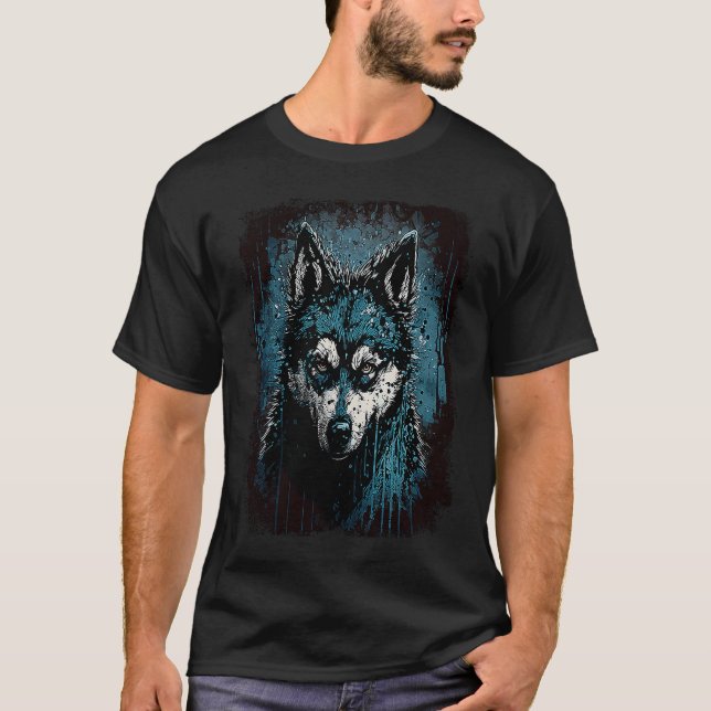 Camiseta Husky espeluznante divertido (Anverso)