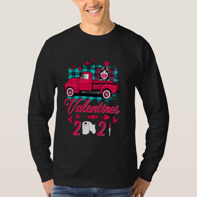 Camiseta Husky Face Mask Día de San Valentín 2021 Truck Fun (Anverso)