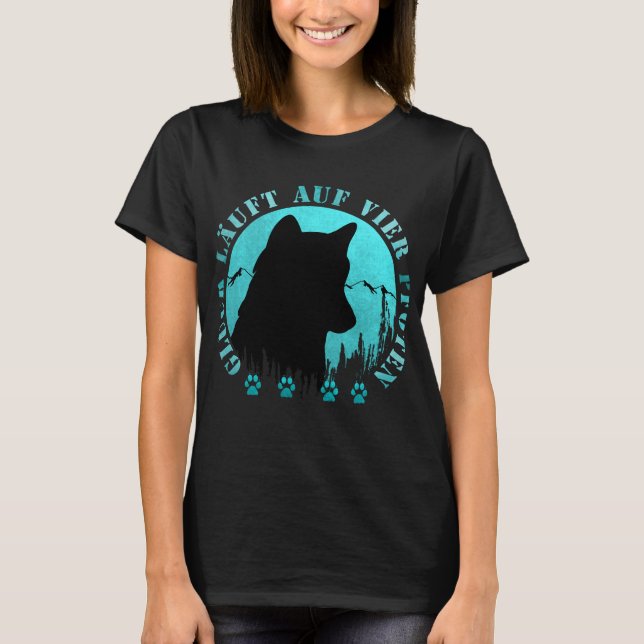 Camiseta Husky - Glück läuft auf vier Pfoten (Anverso)