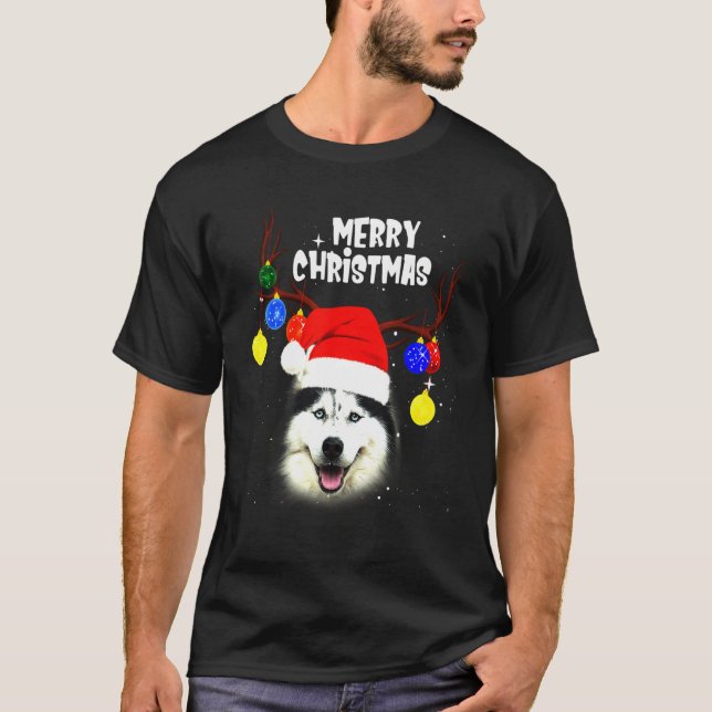 Camiseta Husky Merry Christmas Dog (Anverso)