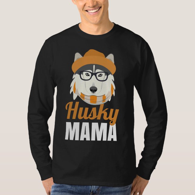 Camiseta Husky Mom Dog Dueño Gorra Glasses Scarf Mama (Anverso)