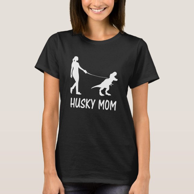 Camiseta Husky Mom Siberian Husky Mama Dog Dinosaur Mujeres (Anverso)