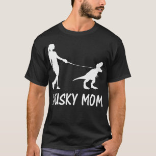 Camiseta Husky Mom Siberian Husky Mama Dog Dinosaur Mujeres