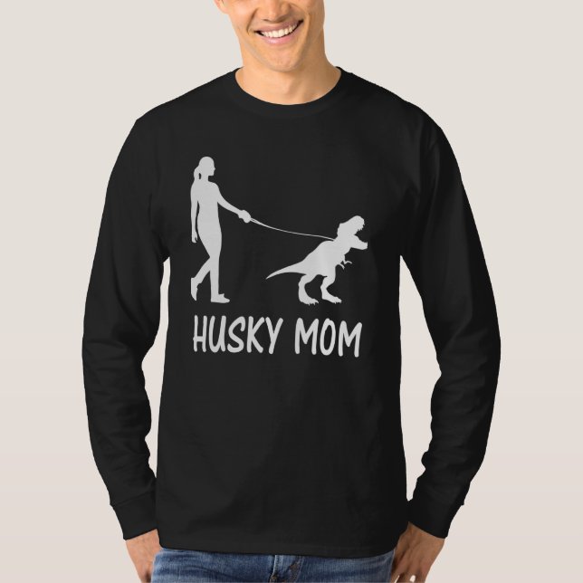 Camiseta Husky Mom Siberian Husky Mama Dog Dinosaur Mujeres (Anverso)