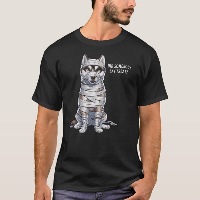 Camiseta Husky Mummy Halloween Dog (Anverso)