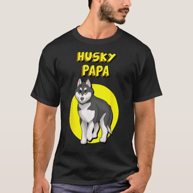 Camiseta Husky Papa Black & White Siberian Husky padre herm (Anverso)