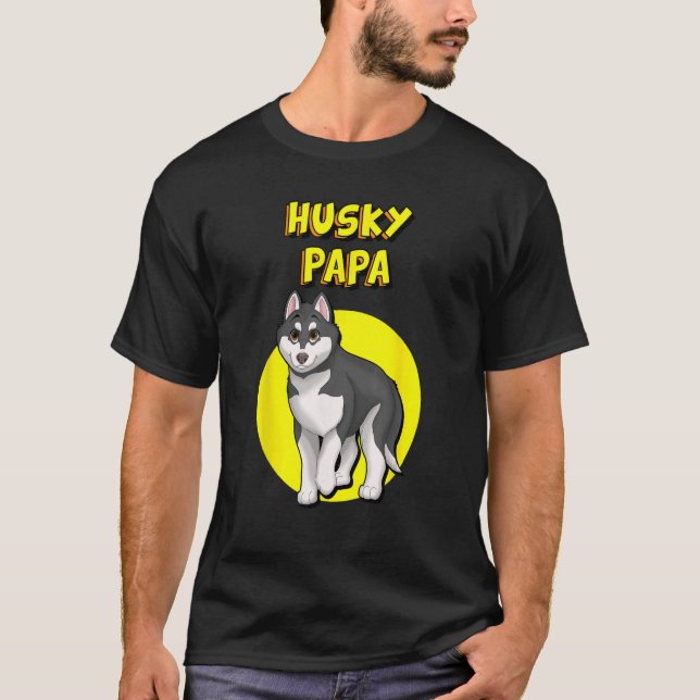 Camiseta Husky Papa Black & White Siberian Husky padre herm (Anverso)