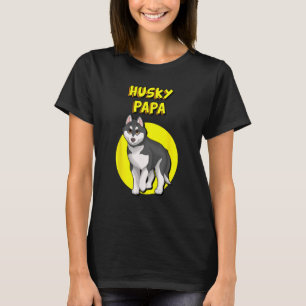 Camiseta Husky Papa Black & White Siberian Husky padre herm
