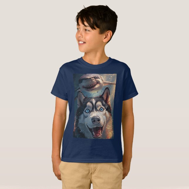 Camiseta Husky se reúne con los niños del tiburón en Ocean  (Anverso completo)