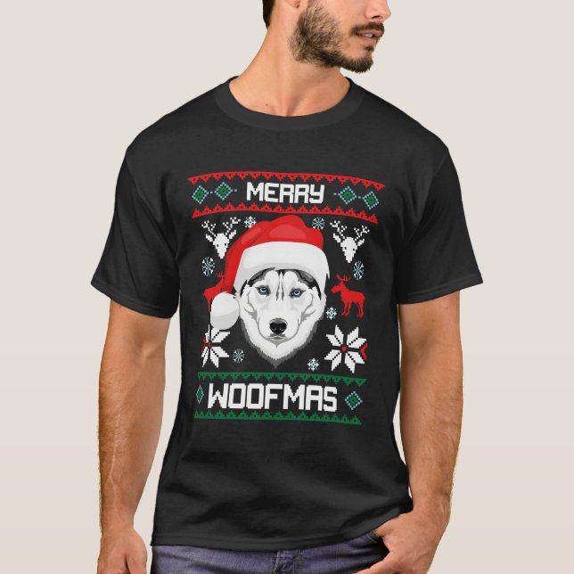 Camiseta Husky Siberian Merry Woofmas para (Anverso)