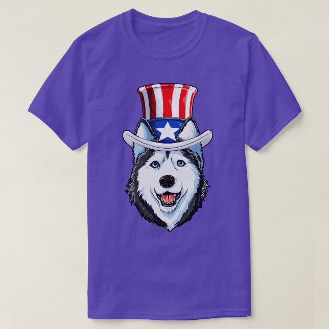 Camiseta Husky siberiano 4 de julio para Chica masculina (Diseño del anverso)