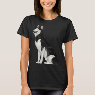 Camiseta Husky Siberiano Blanco Y Negro