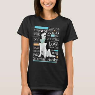 Camiseta Husky Siberiano De Color Blanco Y Negro Aburrido