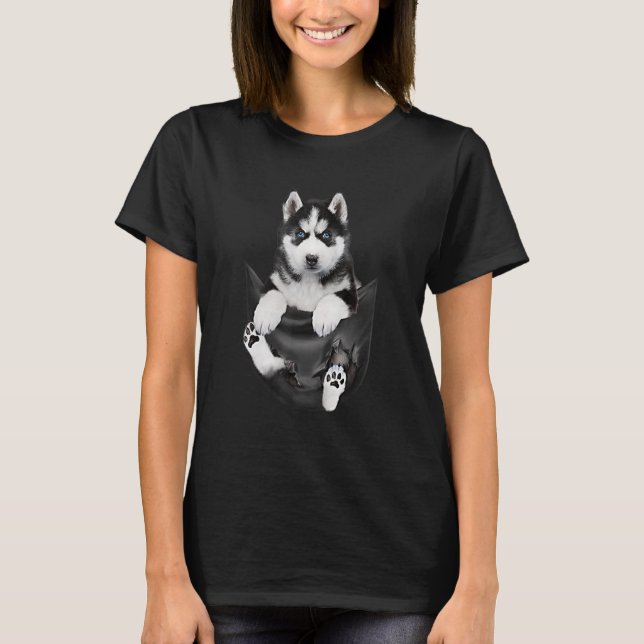 Camiseta Husky Siberiano En Pocket Puppy (Anverso)