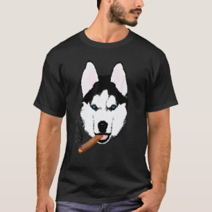 Camiseta Husky siberiano fumando un puro