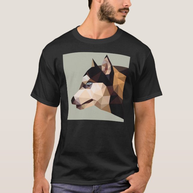 Camiseta Husky siberiano geométrico (Anverso)