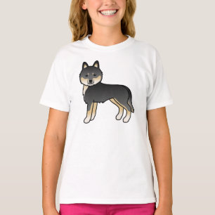 Camiseta Husky siberiano negro y marrón perro de dibujos an