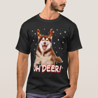 Camiseta Husky Siberiano Oh Deer Gracioso Perro Navidad