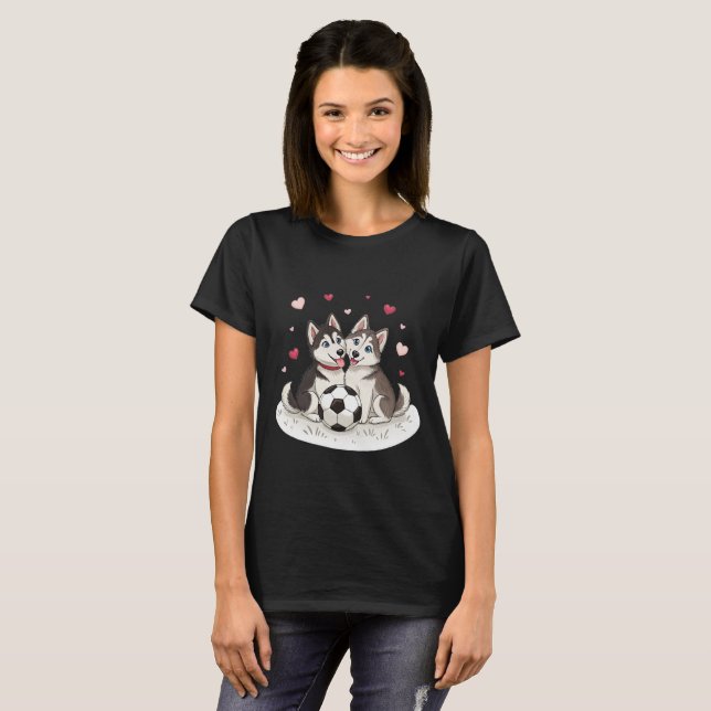 Camiseta Husky Siberiano with soccer ball (Anverso completo)