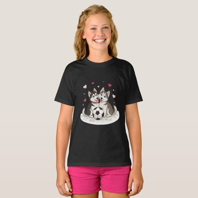 Camiseta Husky Siberiano with soccer ball (Anverso completo)