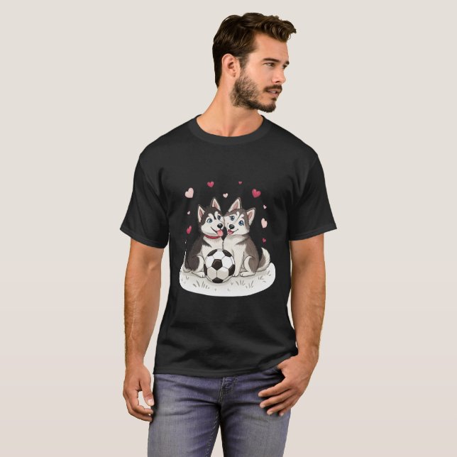 Camiseta Husky Siberiano with soccer ball (Anverso completo)