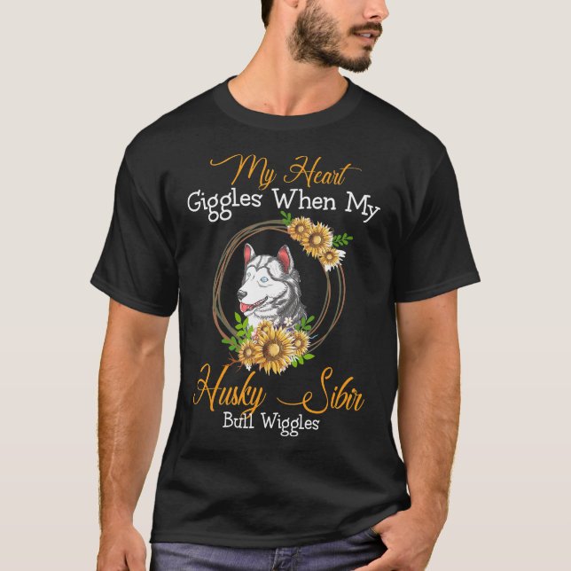 Camiseta Husky Sibir My Heart Giggles Dog Avers (Anverso)