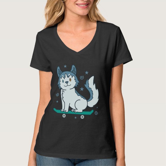 Camiseta Husky Sled Dog Ama El Skateboarding (Anverso)