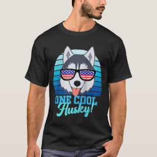 Camiseta Husky Sled Dog Day Bandera de los Estados Unidos H