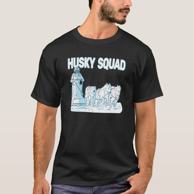 Camiseta Husky Squad sledding huskies men dog sled rider (Anverso)