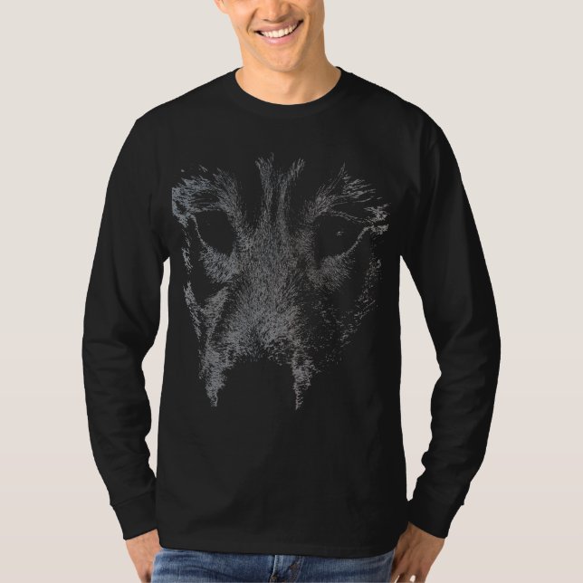 Camiseta Husky T-Shirt Long Sleeve Husky Wolf Art Dog Shirt (Anverso)