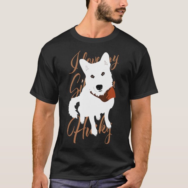Camiseta Husky White Brown Ojos Nieve Perro (Anverso)