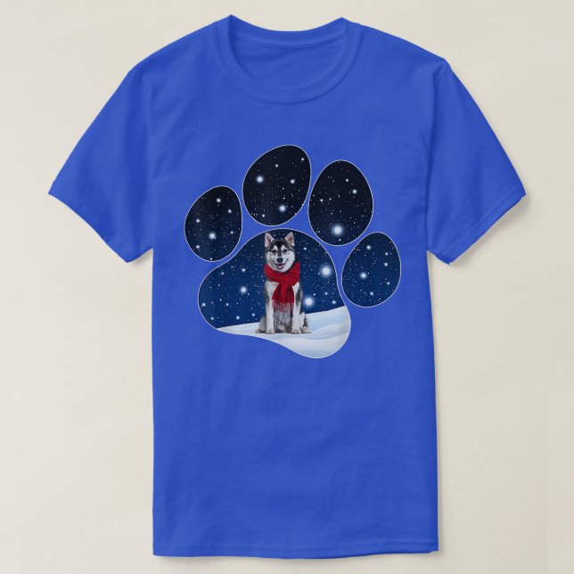Camiseta Husky Winter Snow Paw Dogs Navidades (Diseño del anverso)