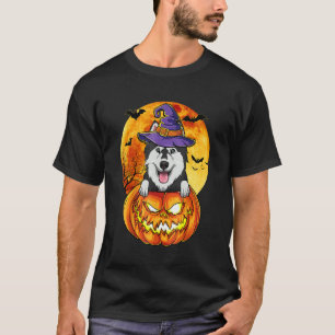 Camiseta Husky Witch Pumpkin Halloween Perro