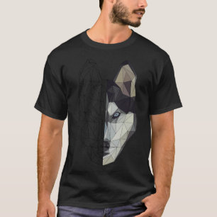 Camiseta Husky Wolf Dog Puppy Animal Low Poly Geométrico