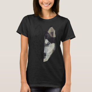 Camiseta Husky Wolf Dog Puppy Animal Low Poly Geométrico