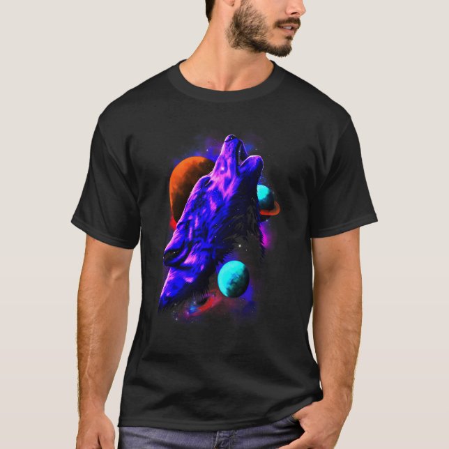 Camiseta Husky Wolf Icy Moon Galaxy (Anverso)